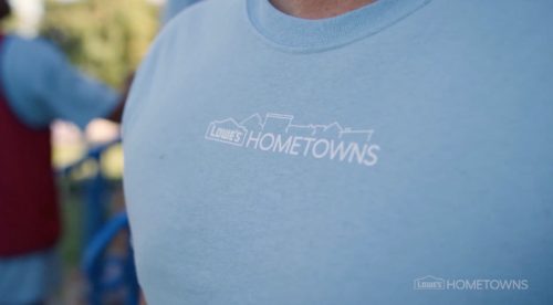 Lowe's hometowns project video screenshot of project shirt