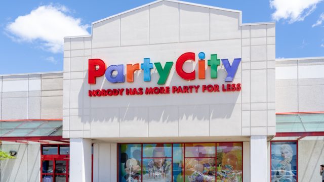 The storefront of a Party City location