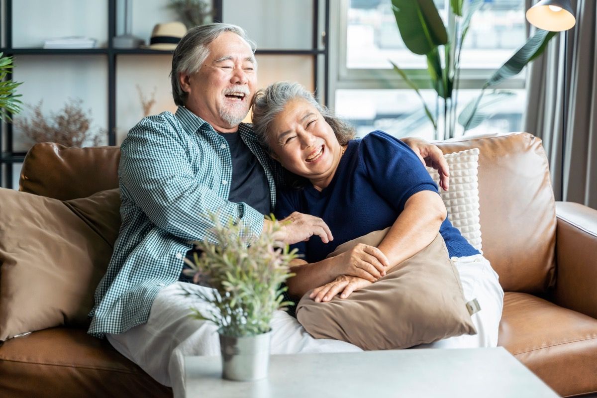 happy older couple laughing