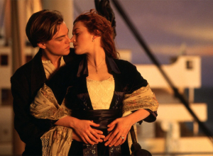 Scene in Titanic of Rose and Jack.