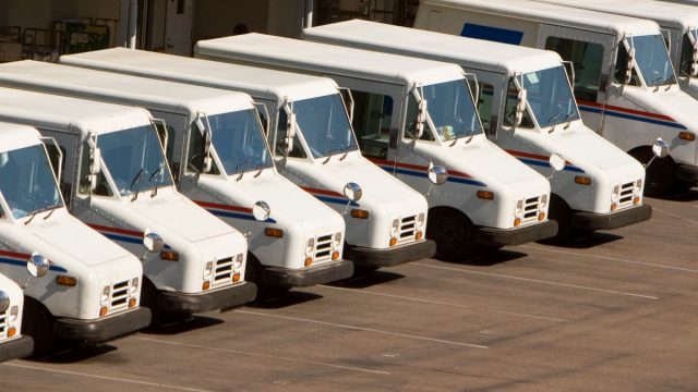 A row of postal cars for USPS