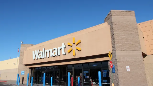 Exterior view of a Walmart store.