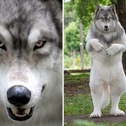 Man Spends $22,000 on Super-Realistic Full-Size Wolf Suit To Fulfill His Childhood Dream of Being an Animal