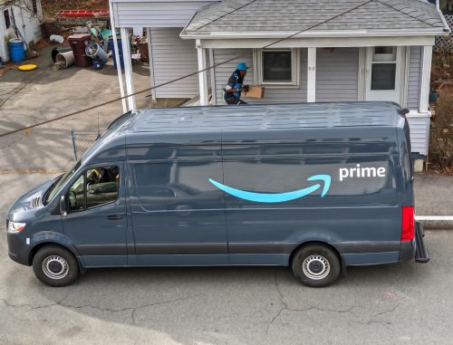 Amazon Worker Delivering Package