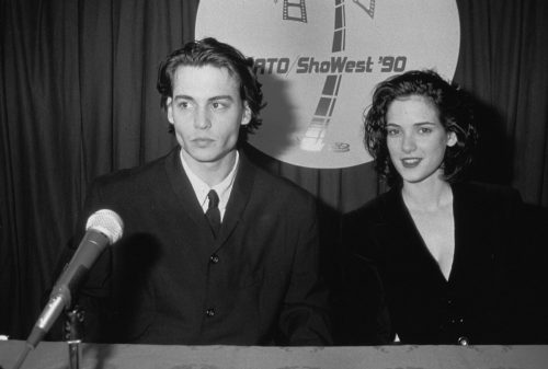 Johnny Depp and winona Ryder together in the press room.