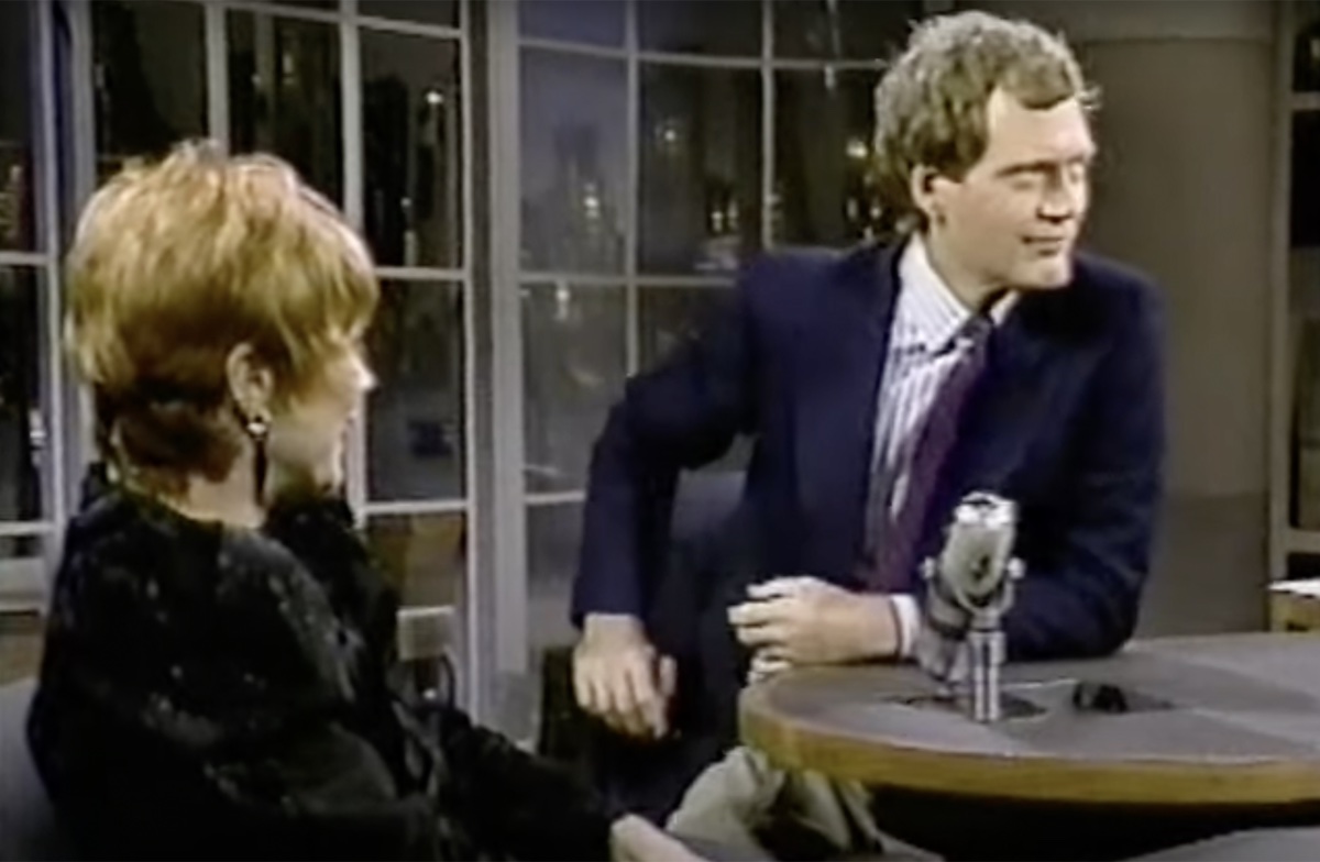 Shirley MacLaine and David Letterman on Late Night in 1988