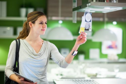 Woman Looking at IKEA Price Tag