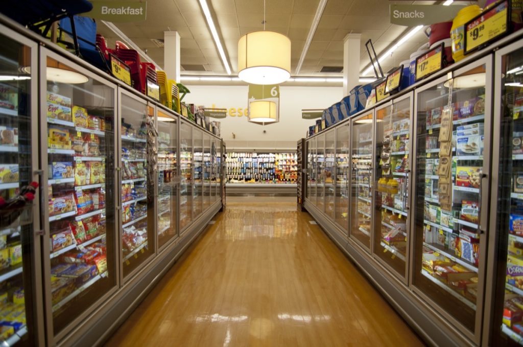 Albertson's supermarket grocery store freezer/ frozen foods aisle on July 12, 2011