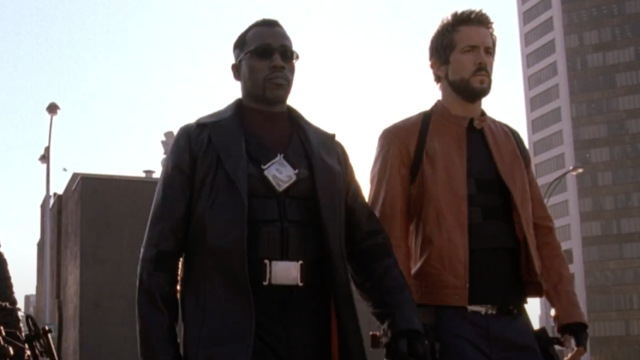 Wesley Snipes and Ryan Reynolds in "Blade: Trinity"
