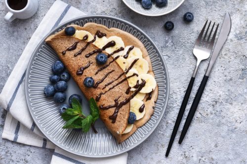 Blueberry and banana crepes