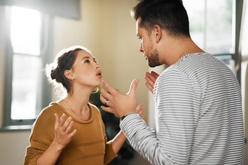 young couple having an argument at home