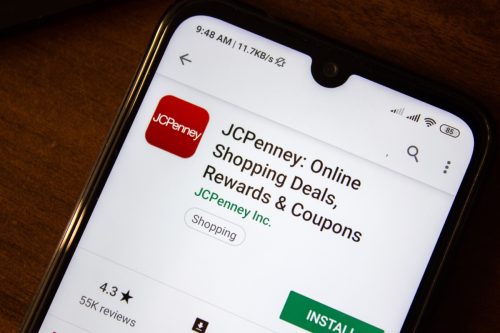 JCPenney Online Shopping Deals, Rewards and Coupons app on the display of smartphone or tablet