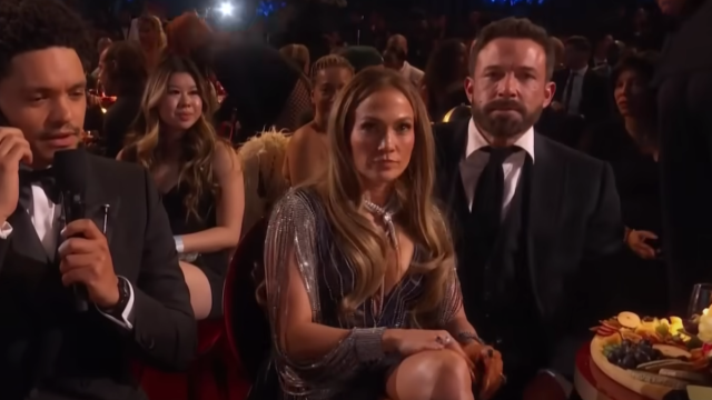 Trevor Noah, Jennifer Lopez, and Ben Affleck at the 2023 Grammys