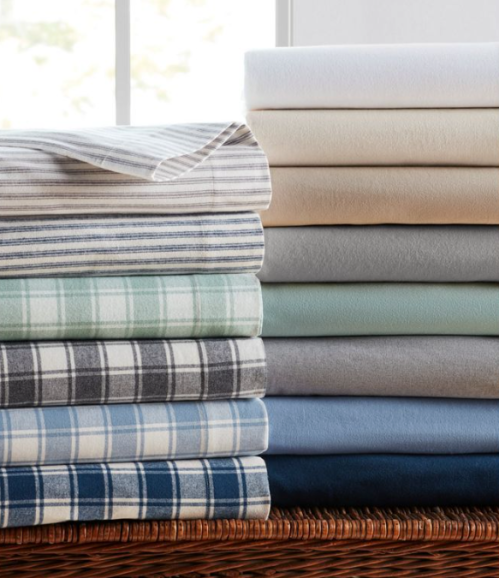 Product image of L.L.Bean flannel sheets folding in all different colors