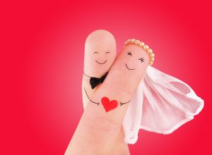 "just married" finger puppets