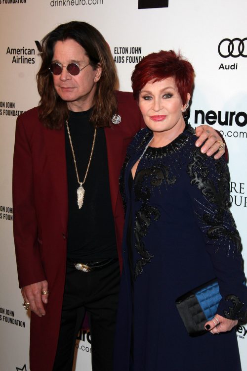 Ozzy Osbourne and Sharon Osbourne at the 2015 Elton John Oscar Party