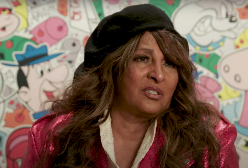 Pam Grier being interviewed by Entertainment Weekly in February 2023