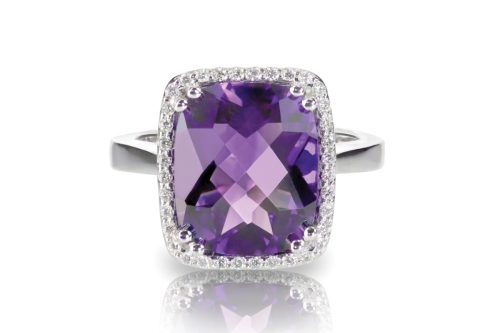 Rectangle purple amethyst ring