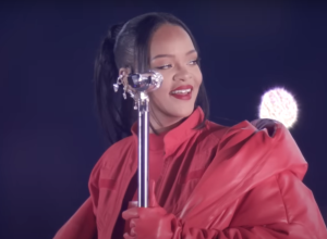 Rihanna performing at the 2023 Super Bowl