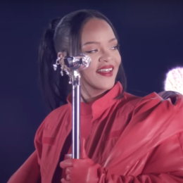 Rihanna performing at the 2023 Super Bowl