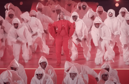 Rihanna performing at the 2023 Super Bowl