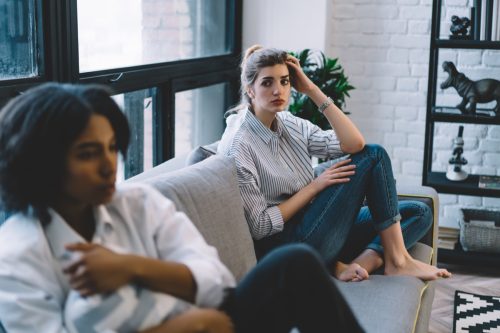 woman looking concerned at partner