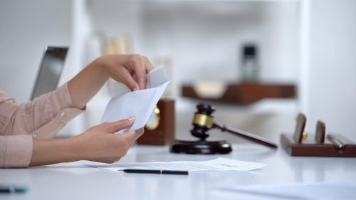woman receiving alimony payment