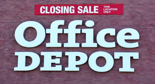 office depot with closing sign