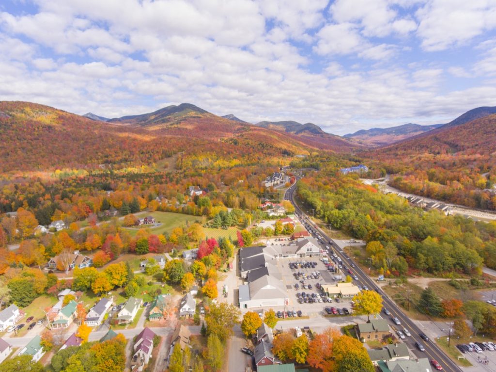 Aerial view of lincoln, new hampshire