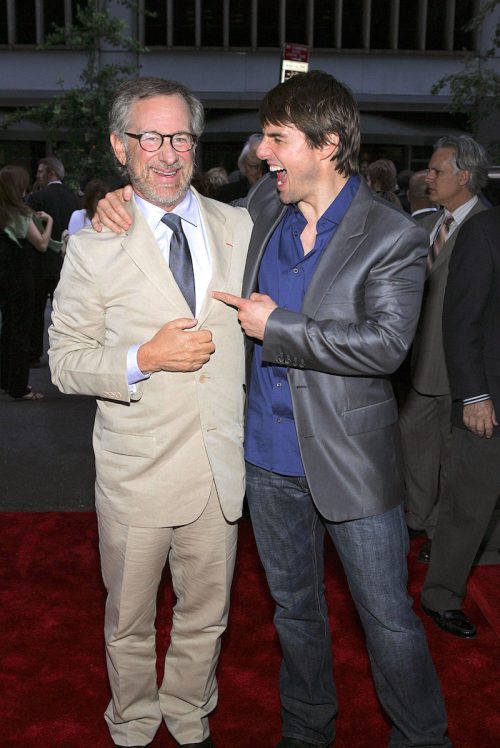 Steven Spielberg and Tom Cruise at the premiere of "War of the Worlds" in 2005