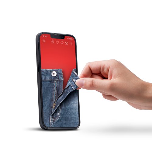 image of pants being unzipped on phone
