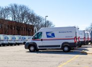 USPS Delivery Vehicles are shown in Oak Brook, Illinois, USA. USPS is an independent agency of the executive branch of the United States federal government.