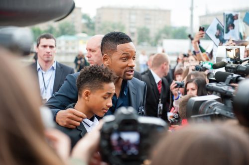 Jaden and Will Smith in Moscow in 2013