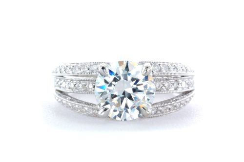 classic diamond ring on white background