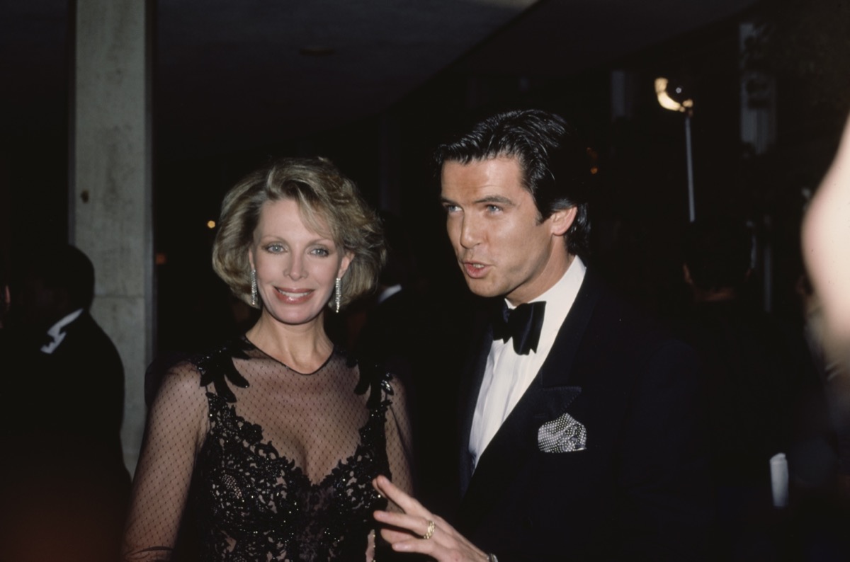 Cassandra Harris and Pierce Brosnan in 1985