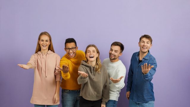 Group of Friends Gesturing to Join Them