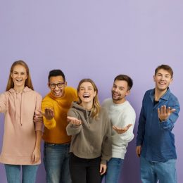 Group of Friends Gesturing to Join Them