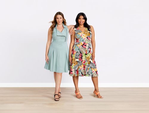 Two models wearing dresses from Gwynnie Bee
