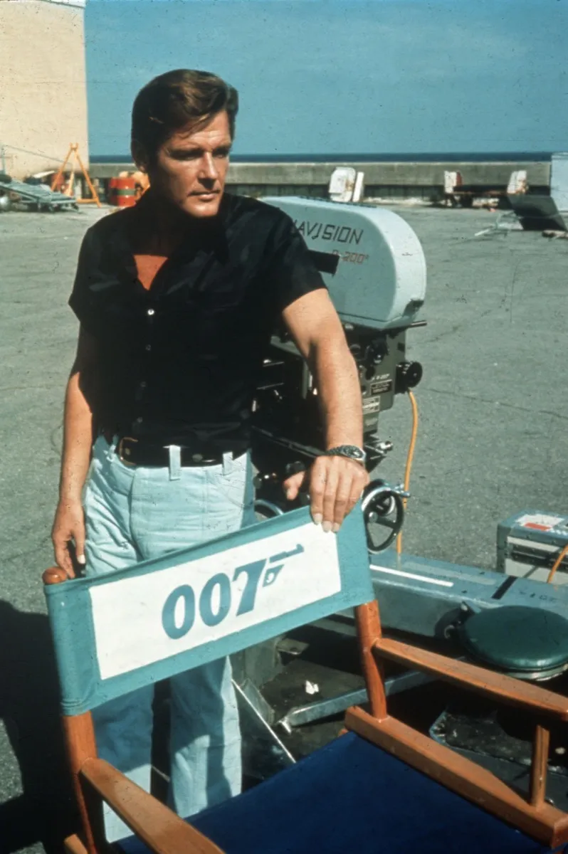 Roger Moore on the set of Live and Let Die