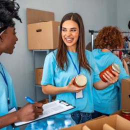 Two Women Volunteering at Food Bank