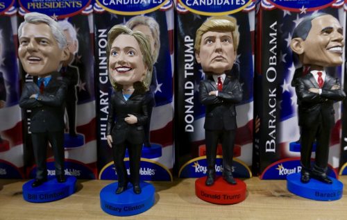 political bobbleheads of former presidents and candidates