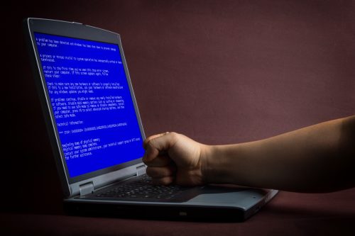 computer error represented by a blue screen