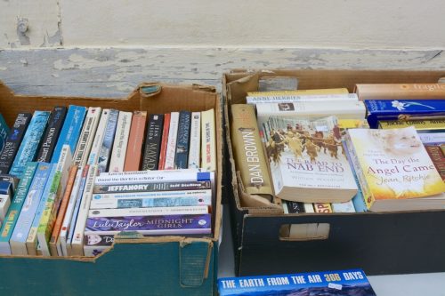 donated books in a box