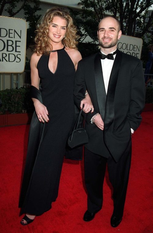 Brooke Shields and Andre Agassi at the 1997 Golden Globe Awards
