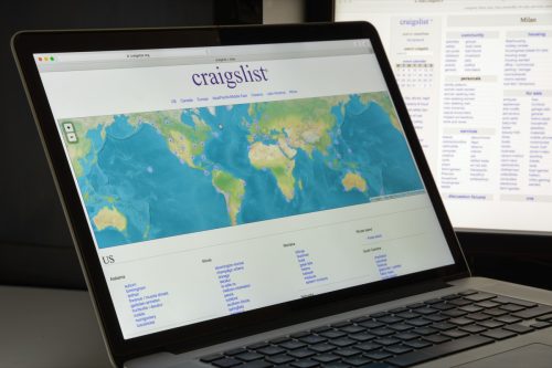 craigslist homepage on open laptop