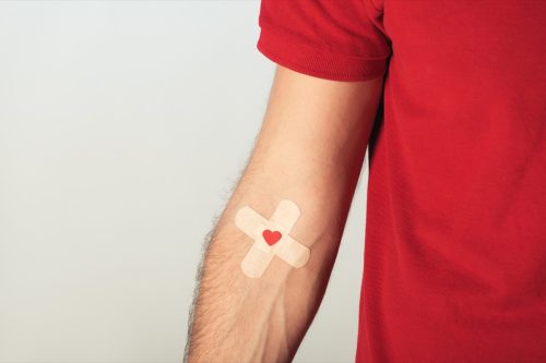 man donating blood