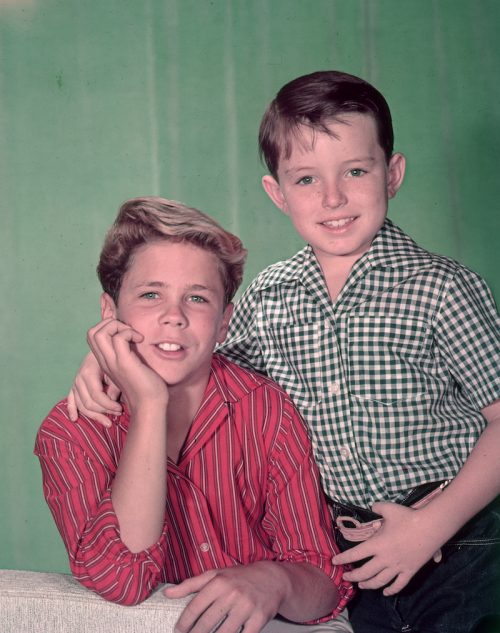 Tony Dow and Jerry Mathers in a promotional photo circa 1955