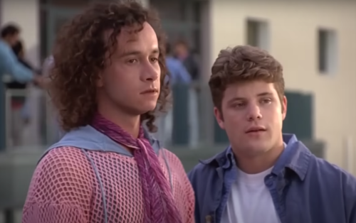 Pauly Shore and Sean Astin in "Encino Man"