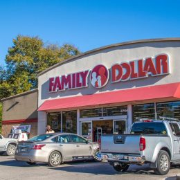 Family Dollar storefront and parking lot