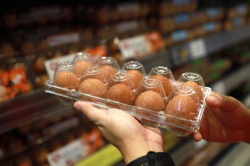 holding eggs at store